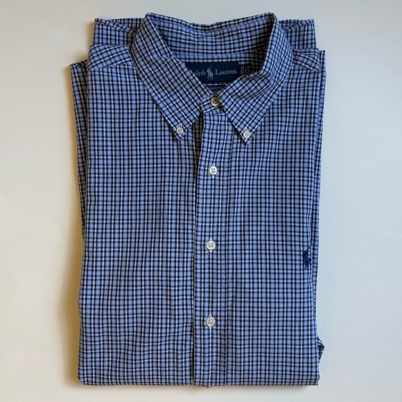 Ralph Lauren Other - Ralph Lauren 100% Cotton Navy Plaid Button Down Shirt 17.5